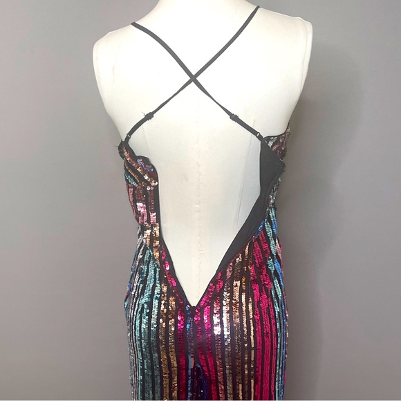 Sequin spaghetti straps multi color jump suit. - Picture 6 of 11